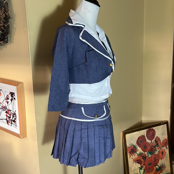 Vtg Sexy SchoolGirl Size XS/ Small Charm Schooled by Delicious Crop Blazer Skirt - Picture 4 of 16